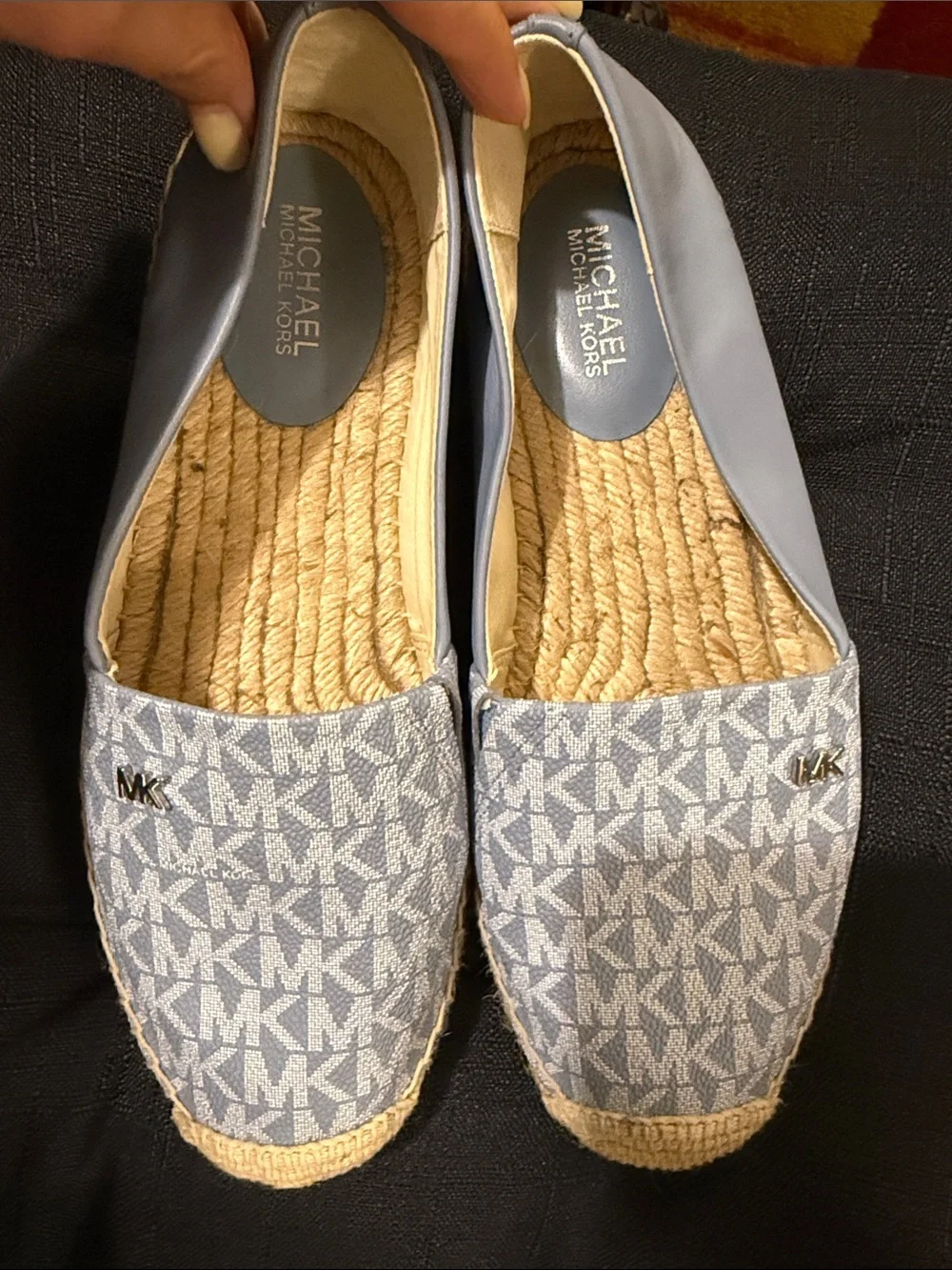 Michael Kors Light Blue MK Logo Espadrille Flats